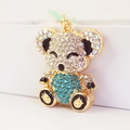 Portachiavi koala scintillante con placcatura in oro e cristalli di strass blu - Blu