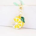 Creative lemon slice keychain with bright yellow enamel and sparkling rhinestones - Lemon Slice / Lemon Yellow