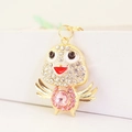 Portachiavi pulcino creativo in cristallo con strass rosa e finitura dorata lucida - Rosa