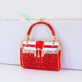 Exquisiter roter Handtaschen-Schlüsselanhänger mit Strasssteinen und goldenem Ringhaken - Rot