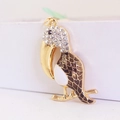 Porte-clés toucan étincelant avec émail marron et charm en métal doré pour sac à main - Noir