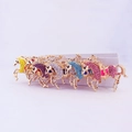 Set of 6 colorful rhinestone flying horse keychains with gold metal plating and crystal finish - Individual Packaging / Multicolor Combo