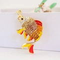 Portachiavi pesce dorato con strass scintillanti e pinne in smalto colorato - Imballaggio Individuale / Oro