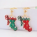 Sparkling Christmas stocking keychains with rhinestones and enamel for bag accessories - 13.4x6.5cm / Colorful