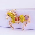Creative golden horse keychain pendant with sparkling yellow crystals and red enamel - Individual Packaging / Lemon Yellow