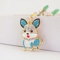 Funkelnder Corgi Hundeschlüsselanhänger mit blau-weißen Strasssteinen auf Goldbasis - 13.4*6.5CM / Blau