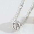 Silver horn pendant necklace with cubic zirconia micro-paved detailing on slim chain - Cylindrical Hollow (Silver)