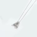 Detailed close-up of a silver Gothic letter A pendant with shimmering micro-pave zircons - Letter A