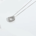 Silver gothic letter D pendant necklace with sparkling micro-pave zircons for women - Letter D