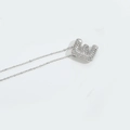 Silver gothic balloon style initial E pendant necklace with sparkling micro-pave crystals - Letter E