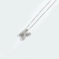 Silver Gothic necklace featuring a large letter K pendant encrusted with white crystals - Letter K