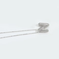 Elegant silver necklace featuring a gothic capital letter Z pendant paved with white zircon - Letter N