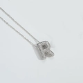 Personalized gothic letter R pendant necklace with silver plating and zircon inlay - Letter R