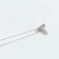 Elegant silver Gothic letter T pendant necklace with sparkling micro-pave crystals - Letter T