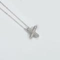 Elegant silver-colored clavicle chain necklace with a sparkling cubic zirconia letter X pendant. - Letter X