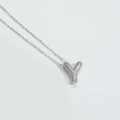 Modern silver pendant necklace with micro-pave crystals in a gothic letter Y shape - Letter Y