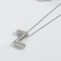Exaggerated silver gothic necklace with a 3D letter Z pendant encrusted with sparkling zircons - Letter Z