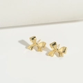 Pendientes de botón con lazo minimalistas con acabado en oro de 14K sobre fondo blanco - Lazo (ES2827-6) / Dorado