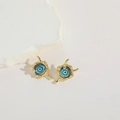 Vintage evil eye stud earrings with blue resin eye and gold plated molten copper frame - Eight-Pointed Star Evil Eye (MA1-4)