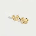 Elegantes pendientes de botón con forma de lazo bañados en oro de 14K - Lazo Calado (ES2827-2) / Dorado