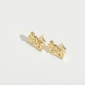 Pendientes de lazo bañados en oro de 14K con un acabado metálico pulido y brillante - Lazo Envuelto (ES2827-3)