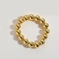 Luxe minimalistische goudkleurige kralenarmband met vijftien gladde metalen kralen - Ca. 1.4cm Kraaldiameter / Goud