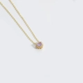 Collier chic en or avec pendentif cœur lavande et bordure en zircon pour femmes - Mauve Clair