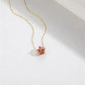 Golden Halloween necklace with pumpkin lantern pendant and purple witch hat detail - Gold Necklace Orange Pumpkin Wizard Hat Pendant / Orange Pumpkin Head