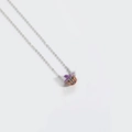 Quirky Halloween necklace featuring an orange pumpkin pendant with a purple hat - Silver Face Pumpkin