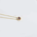Élégant collier doré avec pendentif cœur en pierre violette et entourage de zircons - Violet
