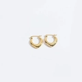 Pendientes de aro dorados vintage con forma de gota y superficie de metal lisa y curva - Estilo Liso (ES2755-2)