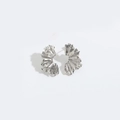 Pendientes de flores plisadas plateadas retro con diseño vintage y textura metálica - Estilo de Hoja Plateada (ES2755-6)