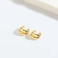Minimalist double-layered golden ear cuff with high-polished metal finish for women - Polished Style (ES2725-1) / Polished Gold