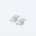 Minimalist silver spherical ear cuff with sparkling pavé-set clear cubic zirconia - Round Pave Zirconia Silver