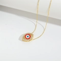 Exotic Devil's Eye pendant necklace with colorful enamel and gold-plated chain - Red