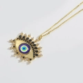 Exotic Devil's Eye pendant necklace with colorful stones on a gold-plated chain - Purple Eye
