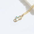 Gold choker necklace with exotic evil eye charms and sparkling crystal details - White Eye (XL4130-1)