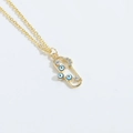 Exotic Evil Eye pendant necklace in gold finish with blue stones and clear zircons - Royal Blue Eye (XL4130-2)