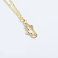 Golden capsule necklace with pink evil eye charms and sparkling zircon accents - Pink Eye (XL4130-3)