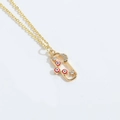 Gold choker necklace with Arabic evil eye pendants and a sparkling crescent moon - Red Eye (XL4130-4)