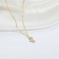 Gold choker necklace with capsule pendant featuring colorful evil eye beads and zircons - Tricolor Eye (XL4130-6)