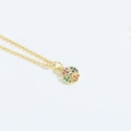 Golden windmill necklace with colorful zircon stones in a creative round pendant - Multicolor Zircon Circle