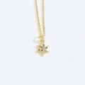 Gold windmill pendant necklace with multi-colored stones and a dainty chain for women - Hexagram