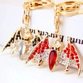 Creative gold bat keychain with colorful crystals and rhinestones in Gothic style - Individual OPP Bag Packaging / Random Color