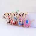 Sparkling rhinestone donkey keychains in four colors for women handbags and car keys - Random Color