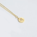 Gold zircon palm tree pendant necklace with delicate chain in a minimalist luxury style - Disc Coconut Tree