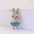 Portachiavi con coniglio in strass argento e blu scintillante con grazioso fiocco - 11.9x3.1cm / Blu