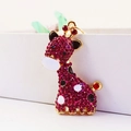 Porte-clés girafe en alliage doré avec strass roses pour décoration de sac à main - Emballage Individuel / Fuchsia