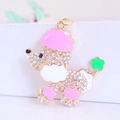 Portachiavi con barboncino scintillante con strass e smalto rosa per borse e chiavi auto - Rosa