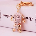 Portachiavi cucciolo dorato con orecchie lunghe e strass bianchi e colorati - Imballaggio Individuale / Multicolore Chiaro
